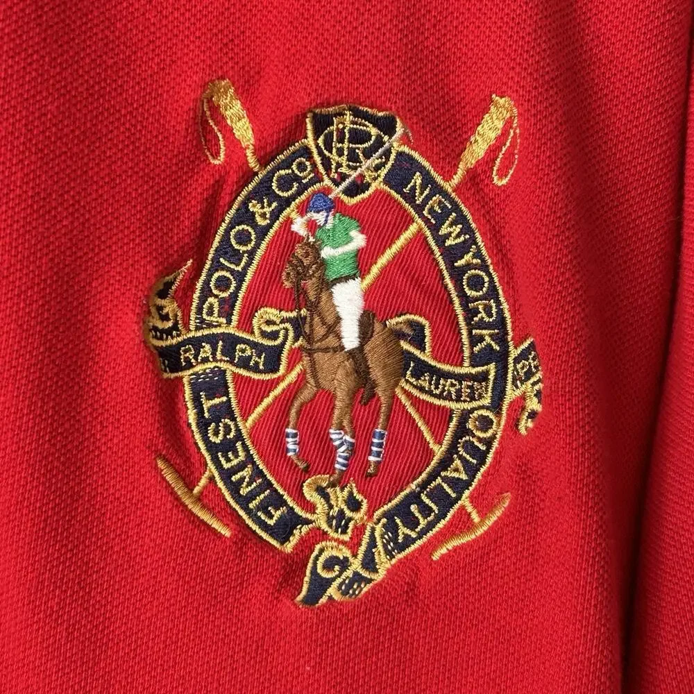 Polo Ralph Lauren 4XL Big Red Polo Shirt Flesh Pony Crest Rugby Preppy Cotton